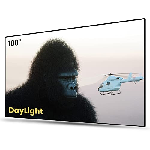 AWOL VISION 100" UST Leinwand Beamer für Helle Tageslichtnutzung, 85% Umgebungslicht Abweisende (ALR) Fresnel-Projektionswand für Kurzdistanz Beamer 4K, Fester Rahmen, Active 3D, HDR -D100 von AWOL VISION