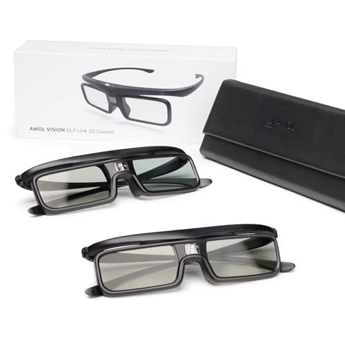 AWOL VISION DLP Link 3D-Brille, wiederaufladbare aktive Shutterbrille, kompatibel mit AWOL VISION LTV-2500, LTV-3500, Vanish TV und Anderen DLP-Link 3D Projektoren (2er-Pack) von AWOL VISION