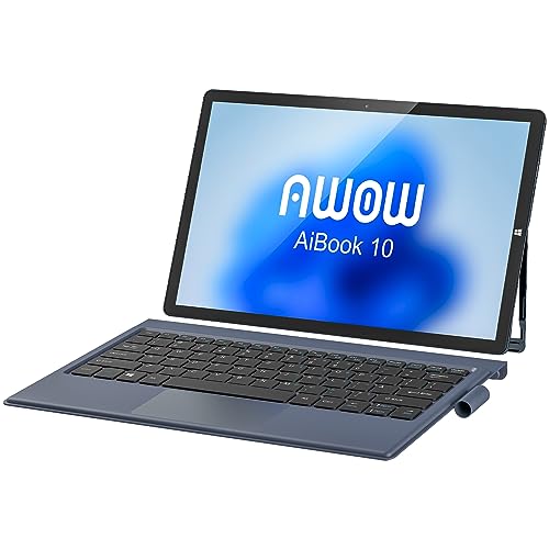 AWOW 10.1'' Tablet PC Windows11 mit Intel Celeron N4120, 8GB LPDDR4, 256GB eMMC, Touchscreen und Abnehmbarer Deutscher QWERTZ-Tastatur - 2-in-1 Mini Laptop(Kein Stift) von AWOW