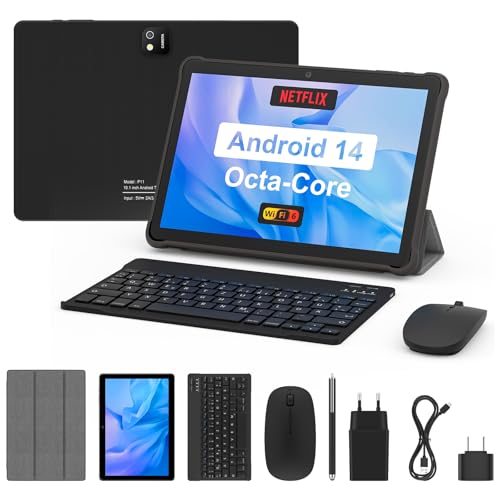 Tablet 10 Zoll mit Tastatur: Android 14 Octa-Core 8GB+64GB 1TB TF Tablet PC - WiFi 6 2.4G Bluetooth 5.0 5000mAh 1280*800 FHD Dual Kamera mit Tastatur, Maus, Typ C, Adapter, Hülle, OTG-Adapter, Stift Tablet 10 Zoll mit Tastatur: Android 14 Octa-Core 8GB+64GB 1TB TF Tablet PC - WiFi 6 2.4G Bluetooth 5.0 5000mAh 1280*800 FHD Dual Kamera mit Tastatur, Maus, Typ C, Adapter, Hülle, OTG-Adapter, Stift von AWOW