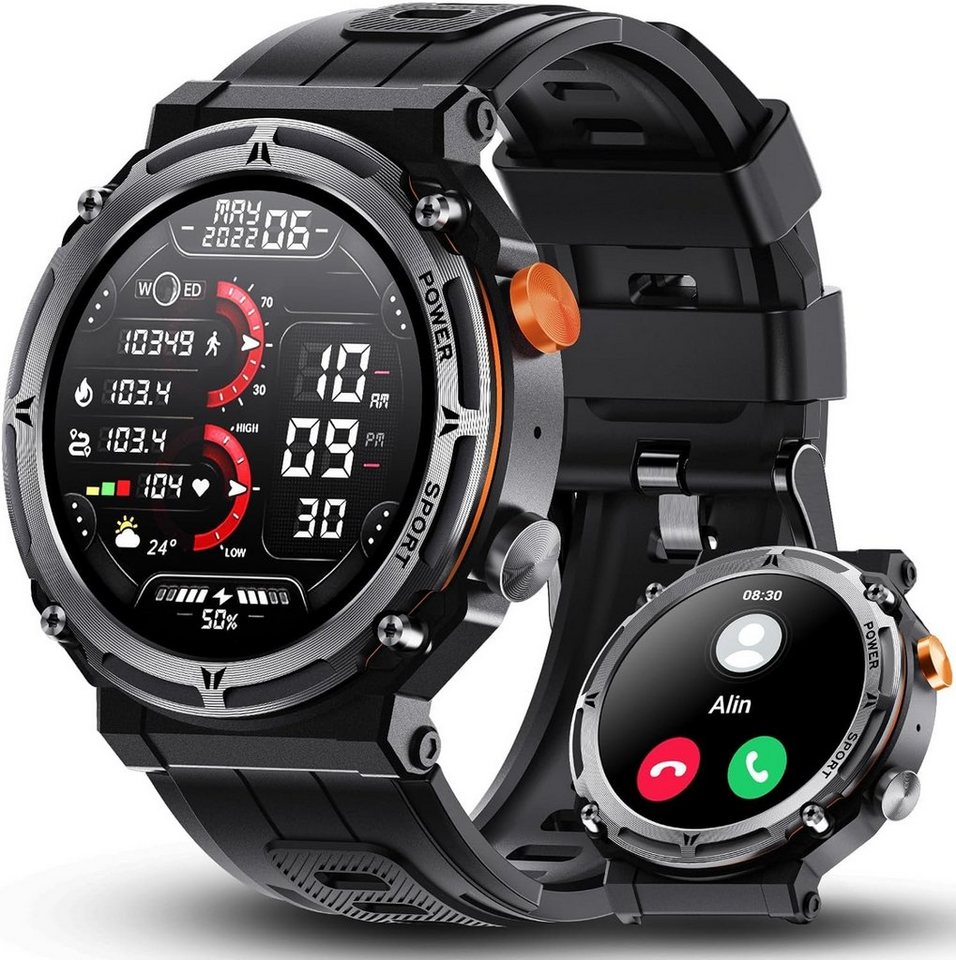 AWSENS Smartwatch (1,39 Zoll, Android iOS), Herren mit sportuhr wasserdicht pulsmesser schlafmonitor schrittzähler von AWSENS