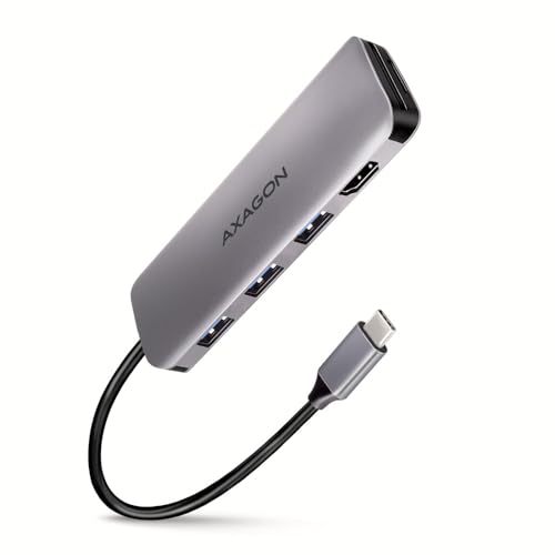 AXAGON HMC-HCR3A USB-Hub, 3X USB-A + HDMI + SD/microSD, USB-C 3.2 Gen 1, 20 cm USB-C-Kabel von AXAGON