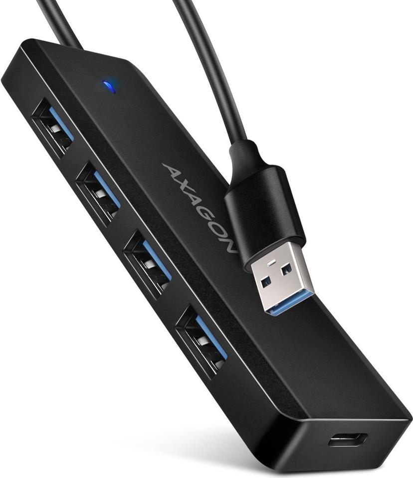 AXAGON HUE-C1A Superspeed USB-A Travel Hub, 4x USB 3.0 - 20cm, schwarz (HUE-C1A) von AXAGON