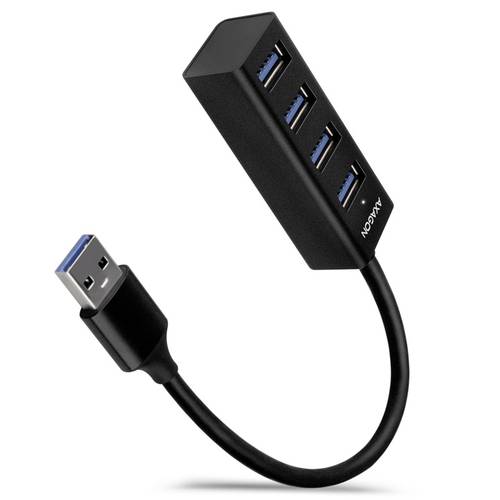 AXAGON HUE-M1A Superspeed USB-A Mini Hub, 4x USB 3.0 - 20cm, schwarz 4 Port USB 3.0-Hub Schwarz von AXAGON