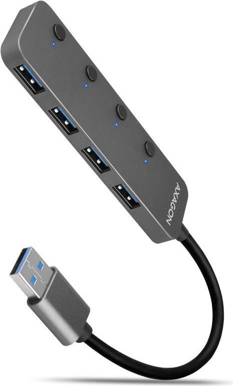 AXAGON HUE-MSA Superspeed USB-A Switch Hub, 4x USB 3.0, aktiv - 20cm, schwarz (HUE-MSA) von AXAGON
