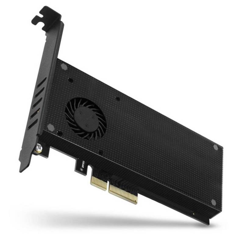 AXAGON PCIe-3.0-x4-Adapter, 1x M.2-NVMe, 1x M.2-SATA, Modulkarte, Aktive Kühlung, inkl. Low-Profile Slotblech von AXAGON