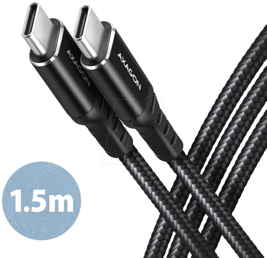 AXG BUCM-CM15AB - Sync- & Ladekabel, USB-C -> USB-C, 1,5 m von AXAGON