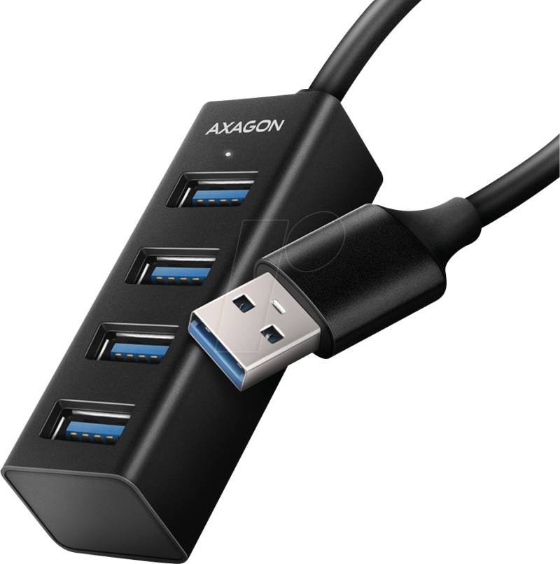 AXG HUE-M1A - USB 3.0, 4-Port Hub, 4xA, USB-A-Kabel, 20 cm von AXAGON