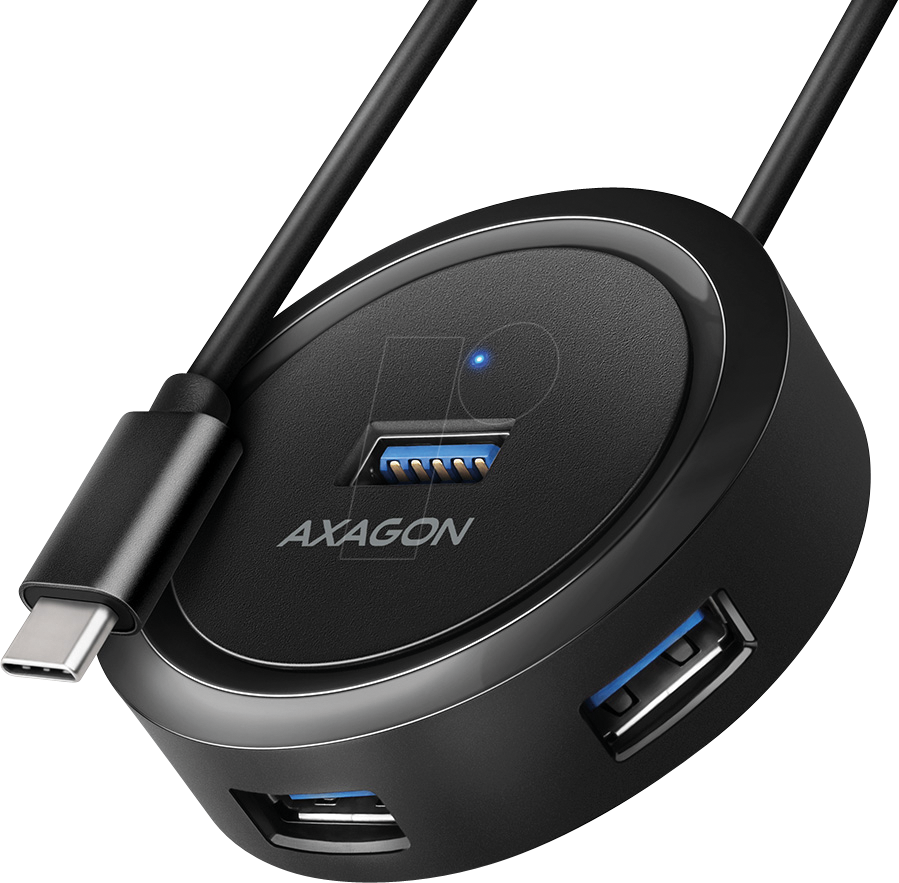 AXG HUE-P1C - USB 3.0, 4-Port Hub, 4xA, USB-C-Kabel von AXAGON