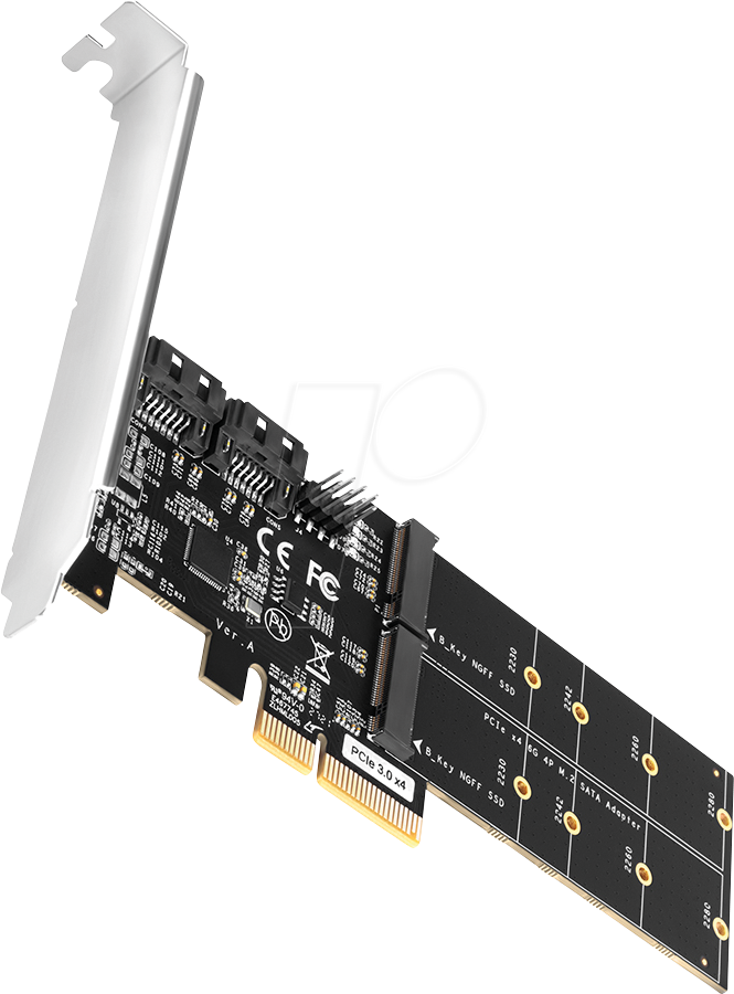 AXG PCES-SA4M2 - PCIe x2 > 2x SATA, 2x M.2 SATA von AXAGON