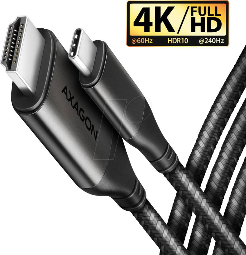 AXG RVC-HI2MC - Adapterkabel USB-C > HDMI 2.0a, 4K 60Hz, HDR10, 1,8 m von AXAGON