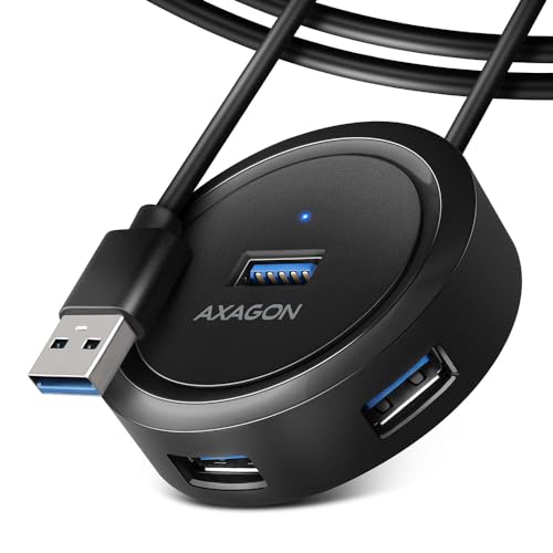 Axagon HUE-P1AL hub & concentrateur USB 3.2 Gen 1 (3.1 Gen 1) Type-A 5000 Mbit/s Noir von AXAGON