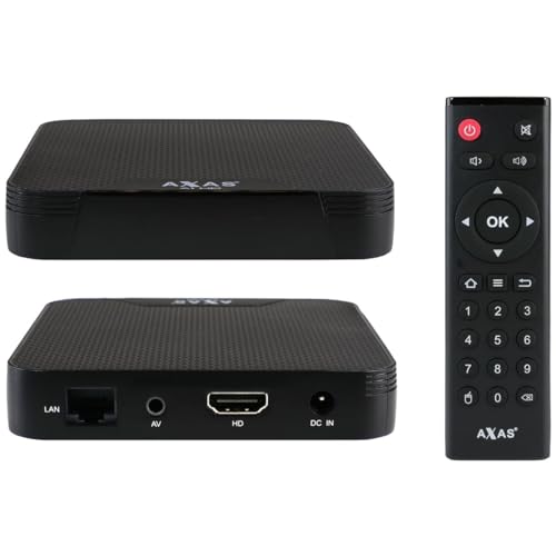 AXAS A1 HD 4K UHD Android 10 IP Receiver (4K Ultra HD Auflösung, 2GB RAM & 16GB Flash, 2.4 & 5GHz Dual-WiFi, Micro SD-Karte bis zu 32 GB, Set-Top Box, 2X USB 2.0, Schwarz) von AXAS