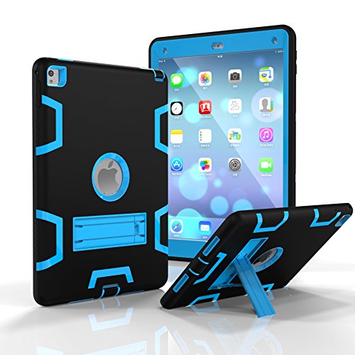 Schutzhülle für iPad Air 2, Hybrid-stoßfest, dreifach lagig, stoßfest, stoßfest, mit Ständer, kompatibel mit iPad Pro 9,7 mit Retina-Display/iPad 6 schwarz/blau von AXBSR