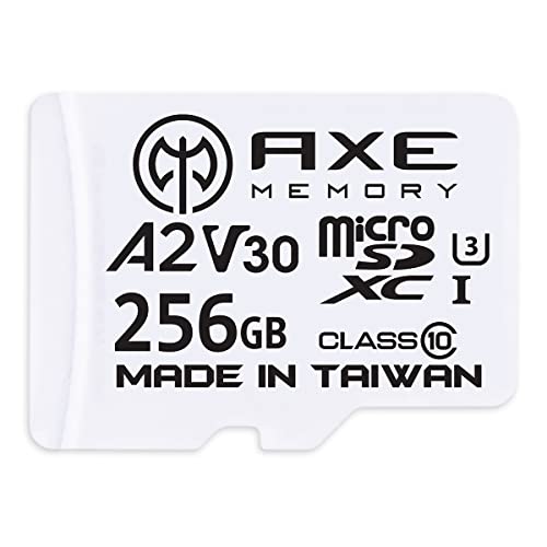 AXE 256GB MicroSDXC Speicherkarte + SD-Adapter mit A2 App Performance, V30 UHS-I U3, 4K, Ultra HD, Klasse 10 von AXE Memory