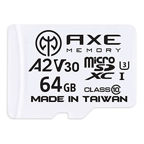 AXE 64GB MicroSDXC Speicherkarte + SD-Adapter mit A2 App Performance, V30 UHS-I U3, 4K, Ultra HD, Klasse 10 von AXE Memory
