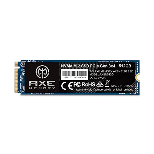 AXE MEMORY 512 GB NVMe M.2 2280 PCIe Gen 3x4 Interne Solid State Drive (SSD) von AXE Memory