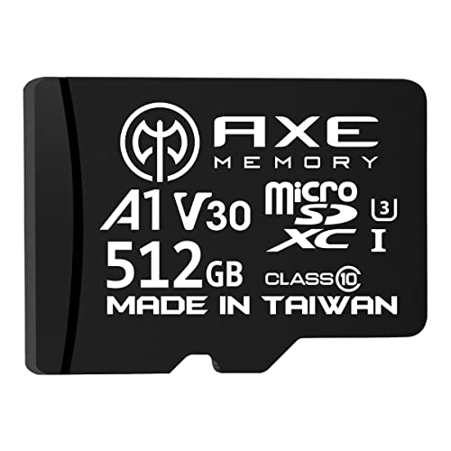 Axe 512GB MicroSDXC-Speicherkarte + SD Adapter mit A1 App Performance, V30, UHS-I U3, 4K von AXE Memory