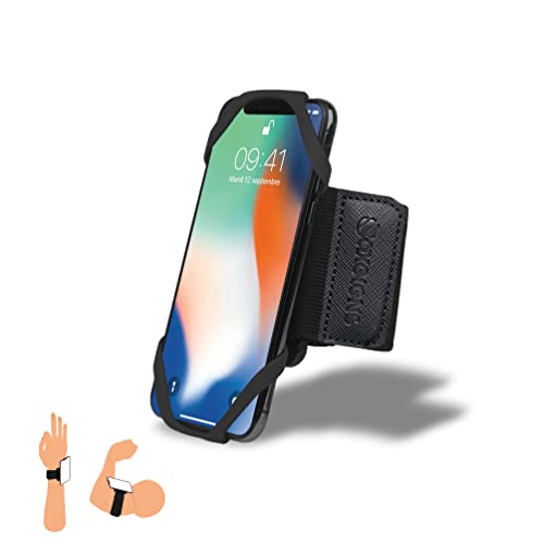 AXELENS Sport Armband Handy Halterung bis zu 7'' Zoll Universal 2 in 1 mit 360 ° Rotation Gym Joggen Radfahren kompatibel iPhone, Samsung, Xiaomi - SCHWARZ von AXELENS