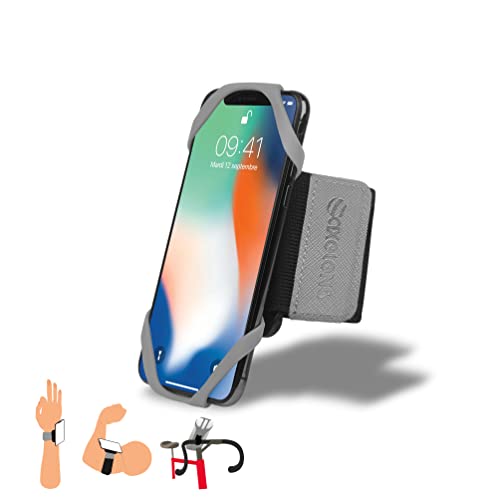 AXELENS Sport Armband Handy Halterung bis zu 7'' Zoll Universal 3 in 1 mit 360 ° Rotation Gym Joggen Radfahren kompatibel iPhone, Samsung, Xiaomi - GRAU von AXELENS