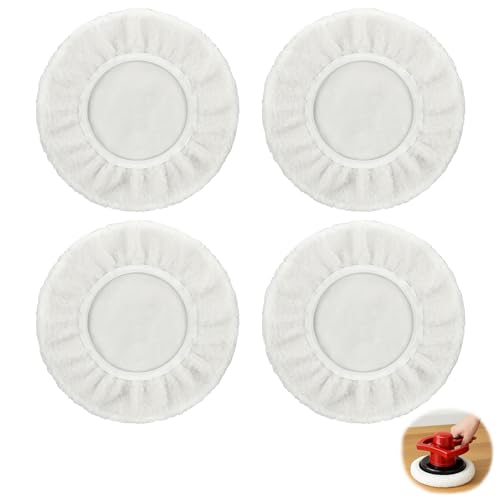 Polieraufsatz, Polieraufsatz Akkuschrauber, 4 Stück Lammwolle Polierscheiben Polierpads, für 220 mm-250 mm Polierhauben, Autolackpflege, Wachspolieren Poliermaschine von AXERHK