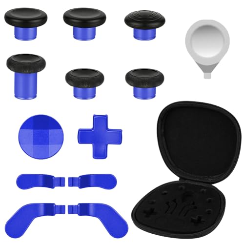 AXFEE 13 in 1 Metall Thumbsticks, Metall-Joysticks Analogsticks, 6 Metallbeschichtung Joysticks, 4 Paddles, 2 D-Pads, 1 Justierwerkzeug, für Xbox One Elite, Elite Series 2 Controller (Blau) von AXFEE