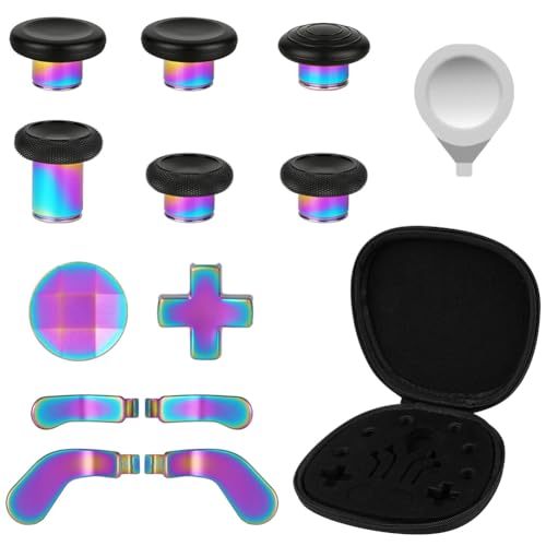 AXFEE 13 in 1 Metall Thumbsticks, Metall-Joysticks Analogsticks, 6 Metallbeschichtung Joysticks, 4 Paddles, 2 D-Pads, 1 Justierwerkzeug, für Xbox One Elite, Elite Series 2 Controller (Bunt) von AXFEE