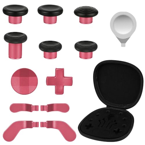 AXFEE 13 in 1 Metall Thumbsticks, Metall-Joysticks Analogsticks, 6 Metallbeschichtung Joysticks, 4 Paddles, 2 D-Pads, 1 Justierwerkzeug, für Xbox One Elite, Elite Series 2 Controller (Rot) von AXFEE