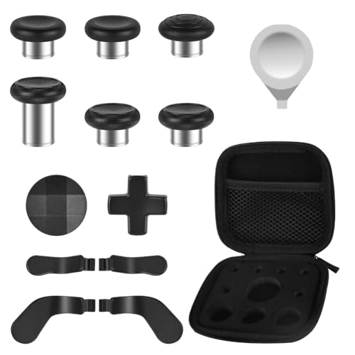AXFEE 13 in 1 Metall Thumbsticks, Metall Joysticks Analogsticks, 6 Metallbeschichtung Joysticks, 4 Paddles, 2 D-Pads, 1 Justierwerkzeug, für Xbox One Elite, Elite Series 2 Controller (Schwarz) von AXFEE