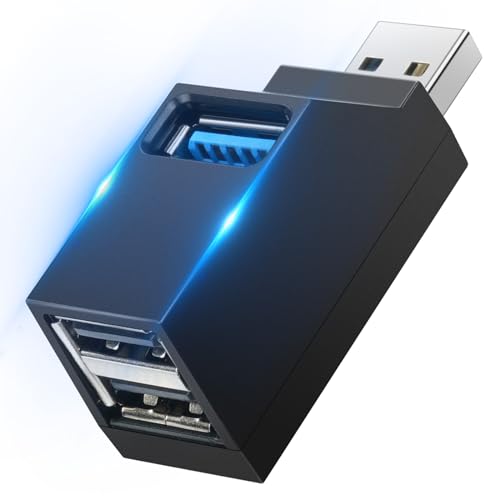 AXFEE 3 Port USB 3.0 Hub, Mini USB-Hub mit Mehreren USB-Anschlüssen 1 USB 3.0+2 USB 2.0, USB Splitter Erweiterung Adapter, Datenhub für Laptop MacBook Desktop-PC kompatibel mit Flash-Laufwerk Tastatur von AXFEE