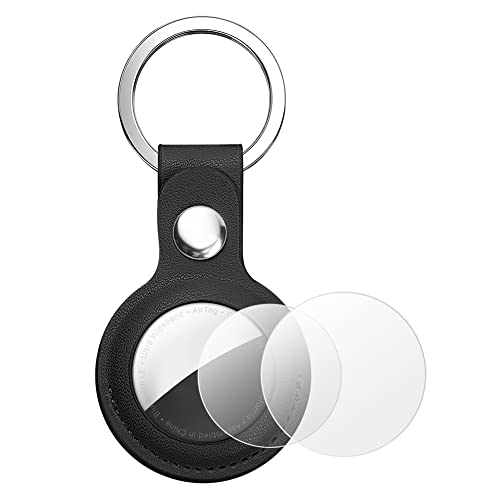 AXFEE AirTag Schutzhülle, Leder Keyring Schutzhülle Kompatibel mit AirTags, Leder Keyring für AirTag, Mini Apple AirTags Case, Leder Hülle Schlüsselanhänger Case, Cover mit Schlüsselanhänger-Schwarz AXFEE AirTag Schutzhülle, Leder Keyring Schutzhülle Kompatibel mit AirTags, Leder Keyring für AirTag, Mini Apple AirTags Case, Leder Hülle Schlüsselanhänger Case, Cover mit Schlüsselanhänger-Schwarz von AXFEE