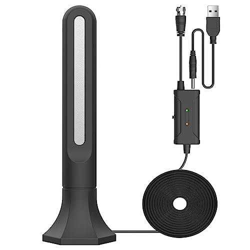 AXFEE DVBT2 Antenne mit Verstärker 36Dbi+ HDTV Zimmerantenne für Fernseher, Max. Signalqualität durch ALU-Kern, Full HD, 5m Kabel DVB-T2 Antenne Fernseher Freenet tv Innen Außen(Schwarz) von AXFEE