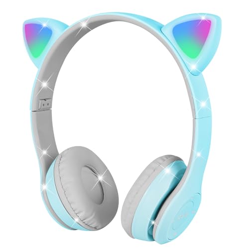 AXFEE Kopfhörer Kinder, Kinderkopfhörer Bluetooth, Mädchen Katzenohr Kopfhörer Over-Ear mit LED-licht Faltbare Stereo Kopfhörer Kabellose, Kopfhörer Kinder mit Mikrofon,Micro SD/TF für Handy/Tablet/PC AXFEE Kopfhörer Kinder, Kinderkopfhörer Bluetooth, Mädchen Katzenohr Kopfhörer Over-Ear mit LED-licht Faltbare Stereo Kopfhörer Kabellose, Kopfhörer Kinder mit Mikrofon,Micro SD/TF für Handy/Tablet/PC von AXFEE