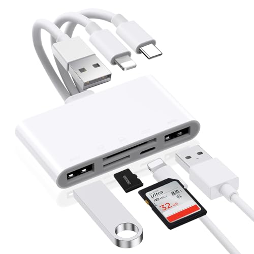 AXFEE Lighting auf HDMI USB Adapter, 5-in-1 Digital AV USB SD/TF Adapter Anschluss Kamera mit HDMI Sync Bildschirm, Kartenleser und Power Port kompatibel für iPhone/TV/Projektor/Monitor/Pad von AXFEE