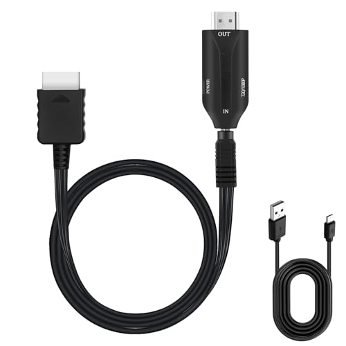 AXFEE PS2 zu HDMI Konverter 1M, PS2 HDTV HDMI Adapter Unterstützung 16:9 Bildschirmverhältnis, für HDTV HDMI Monitor, PS2/Slim PS2 Game Consoles/HDTV/Monitor/Projector von AXFEE
