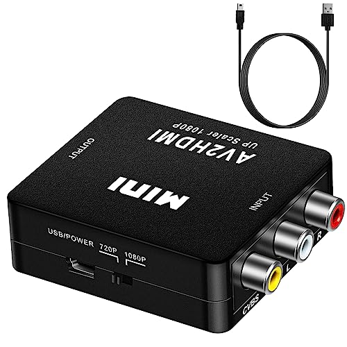 AXFEE RCA auf HDMI Adapter, AV auf HDMI Adapter mit USB-C Kabel, Adapter Unterstützung 1080P, RCA HDMI Adapter AV zu HDMI, HDMI Cinch Adapter Cinch für Wii/PS2/PS3/PC/Xbox/SNES/N64/STB/VHS/VCR/DVD AXFEE RCA auf HDMI Adapter, AV auf HDMI Adapter mit USB-C Kabel, Adapter Unterstützung 1080P, RCA HDMI Adapter AV zu HDMI, HDMI Cinch Adapter Cinch für Wii/PS2/PS3/PC/Xbox/SNES/N64/STB/VHS/VCR/DVD von AXFEE