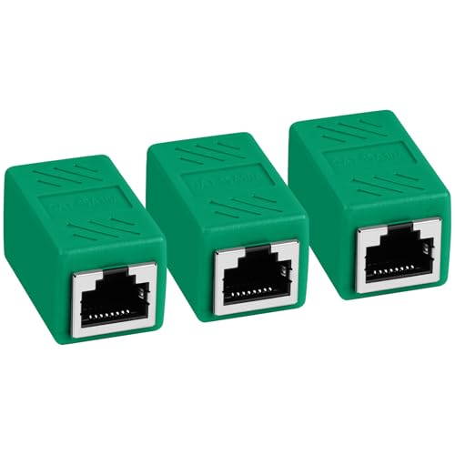 AXFEE RJ45 Kupplung Cat7, 3 Stück CAT6 Kupplung Verbinder, Kabel Verlängerung, LAN Verbinder Netzwerkkabel, Ethernet Kabel Patchkabel für Cat 7 Cat6 Cat5 Cat5e, Grün von AXFEE