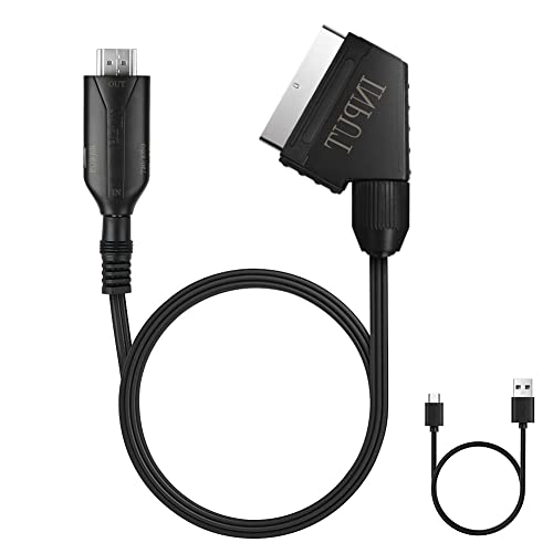 AXFEE Scart auf HDMI Konverter, Neuer All-in-One Scart zu HDMI Konverter mit SCART-Eingangskabel & HDMI-Ausgangsanschluss HD 1080P Video Audio Adapter, für HDTV STB VHS Xbox PS3 Sky DVD Blu-Ray von AXFEE