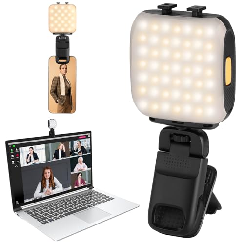 AXFEE Selfie Licht Handy, LED Videoleuchte mit Clip, 3 Lichtmodi 2500K-6000K, Typ-C Wiederaufladbar 1800mAh Akku, Mini Videolicht Foto Licht für Handy, Camera, YouTube, TikTok, Videokonferenz von AXFEE
