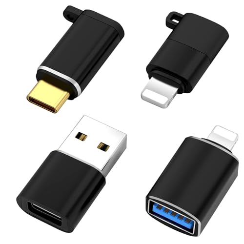 AXFEE USB C Adapter, 4 Stück, Light-ning auf Typ-C PD60W, Adapter für USB C auf Light-ning Kopfhörer, USB 3.0 zu Light-ning, Typ-C zu USB, OTG-Adapter Kompatibel mit MacBook, Phone, Airpods von AXFEE