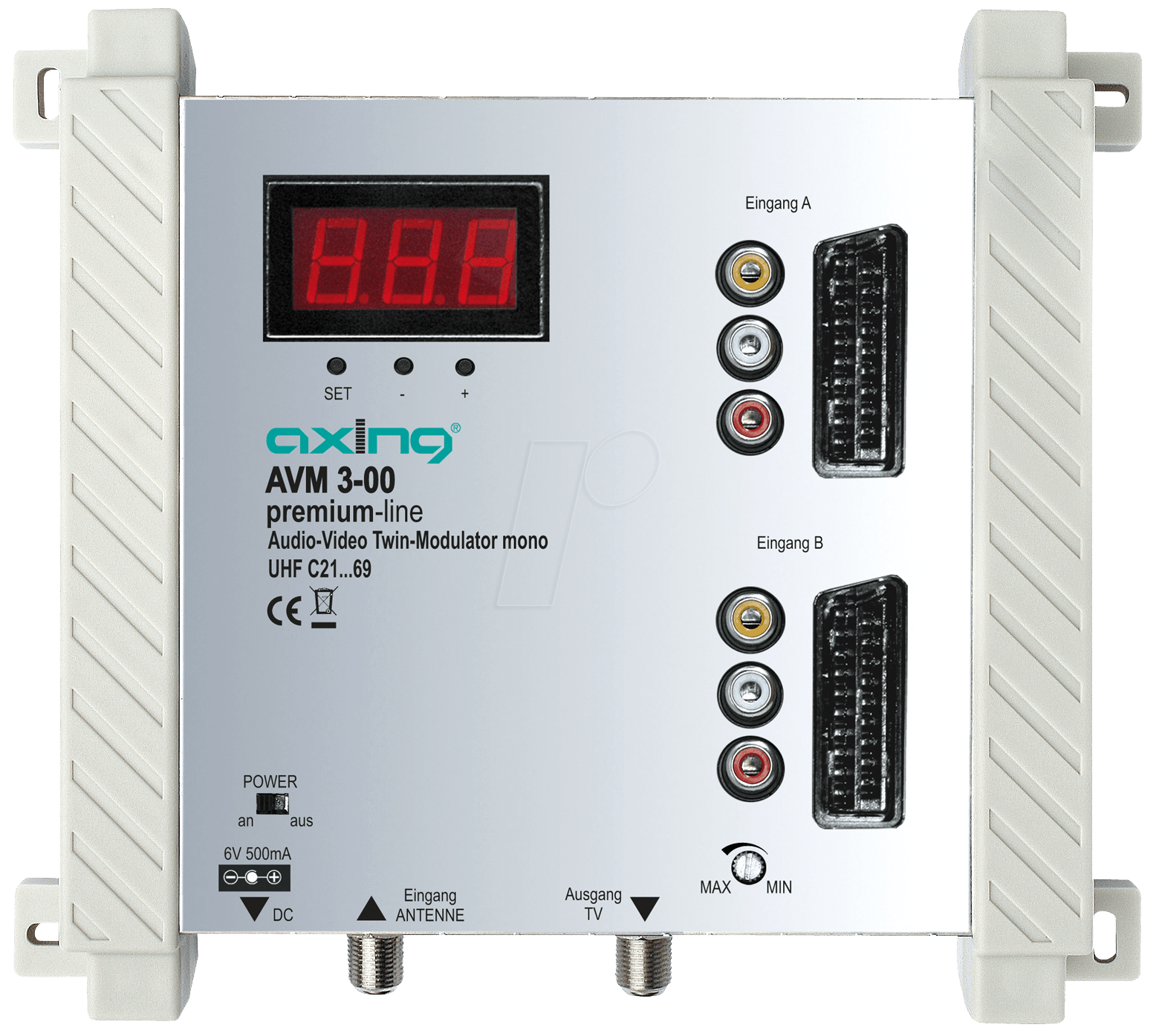 AVM 3-00 - Audio Video Modulator, mono, Scart, Cinch, silber von AXING