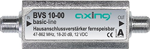 Axing BVS 10-00 Miniatur-Inline-Verstärker 12 V für Kabelfernsehen oder Antene (20 dB, 47-862 MHz) von Axing