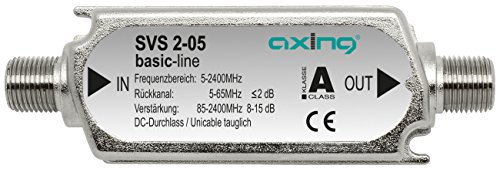 Axing SVS 2-05 Satelliten-Leitungsverstärker Inline Breitband (15 dB, 85 - 2400 MHz) von AXING