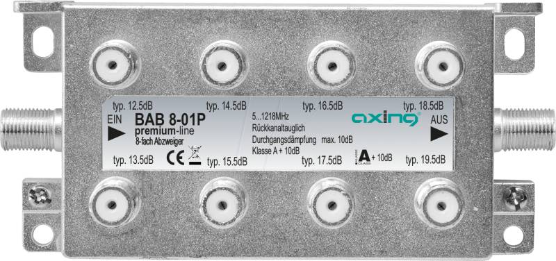 BAB 8-01P - Abzweiger 5-1218 MHz, 8-fach, 12,5 - 19,5 dB von AXING