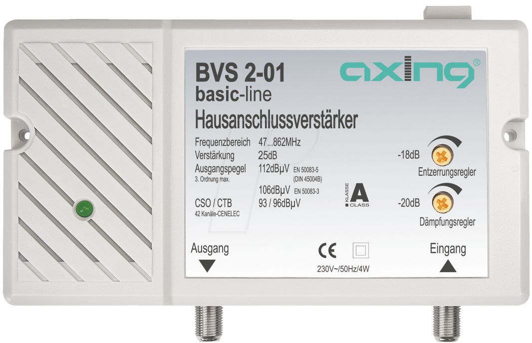 BVS 2-01 - Hausanschlussverstärker, Breitbandkabel-Verstärker, 25 dB von AXING