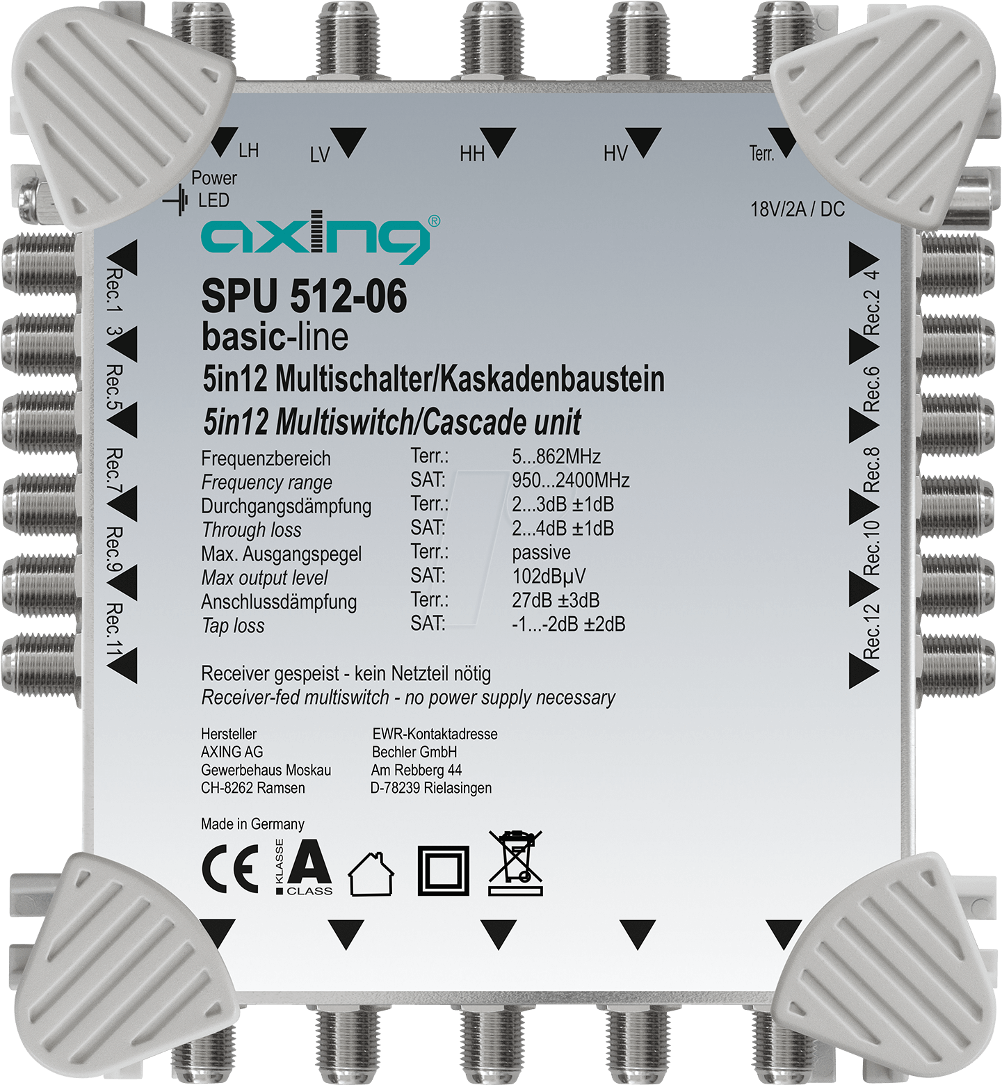 SPU 512-06 - Multischalter, 5 in 12, Kaskadebaustein, basic-line von AXING