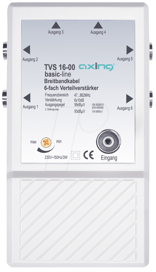 TVS 16-00 - Verteilverstärker, 6 Ausgänge von AXING