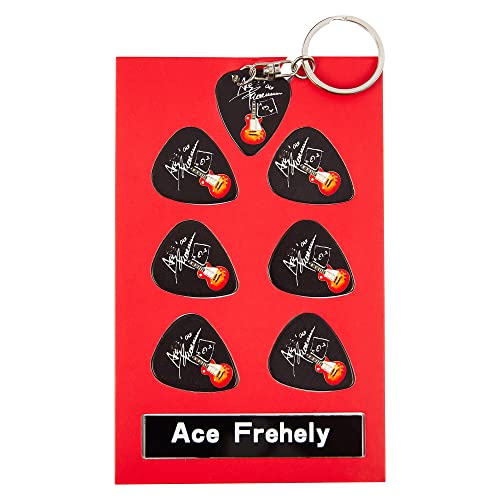 Ace Frehley Gitarre Plektrum Geschenkset | 6 Künstler Plektren | 1 Künstler Schlüsselanhänger von AXMAN