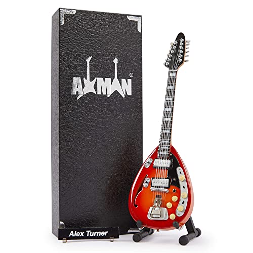 Alex Turner Miniatur-Gitarren-Nachbildung – Musik-Geschenke – Handgefertigtes Ornament 1/4 Maßstab – inklusive Displaybox, Namensschild und Miniatur-Gitarrenständer von AXMAN