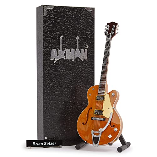 Brian Setzer Miniatur-Gitarren-Nachbildung – Musikgeschenke – Handgefertigte Ornamente im Maßstab 1/4 – inklusive Displaybox, Namensschild und Miniatur-Gitarrenständer von AXMAN